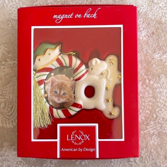 Brand New Lenox Christmas Ornament Magnet Cat Picture Photo Frame Ceramic Kitty - Picture 8 of 8